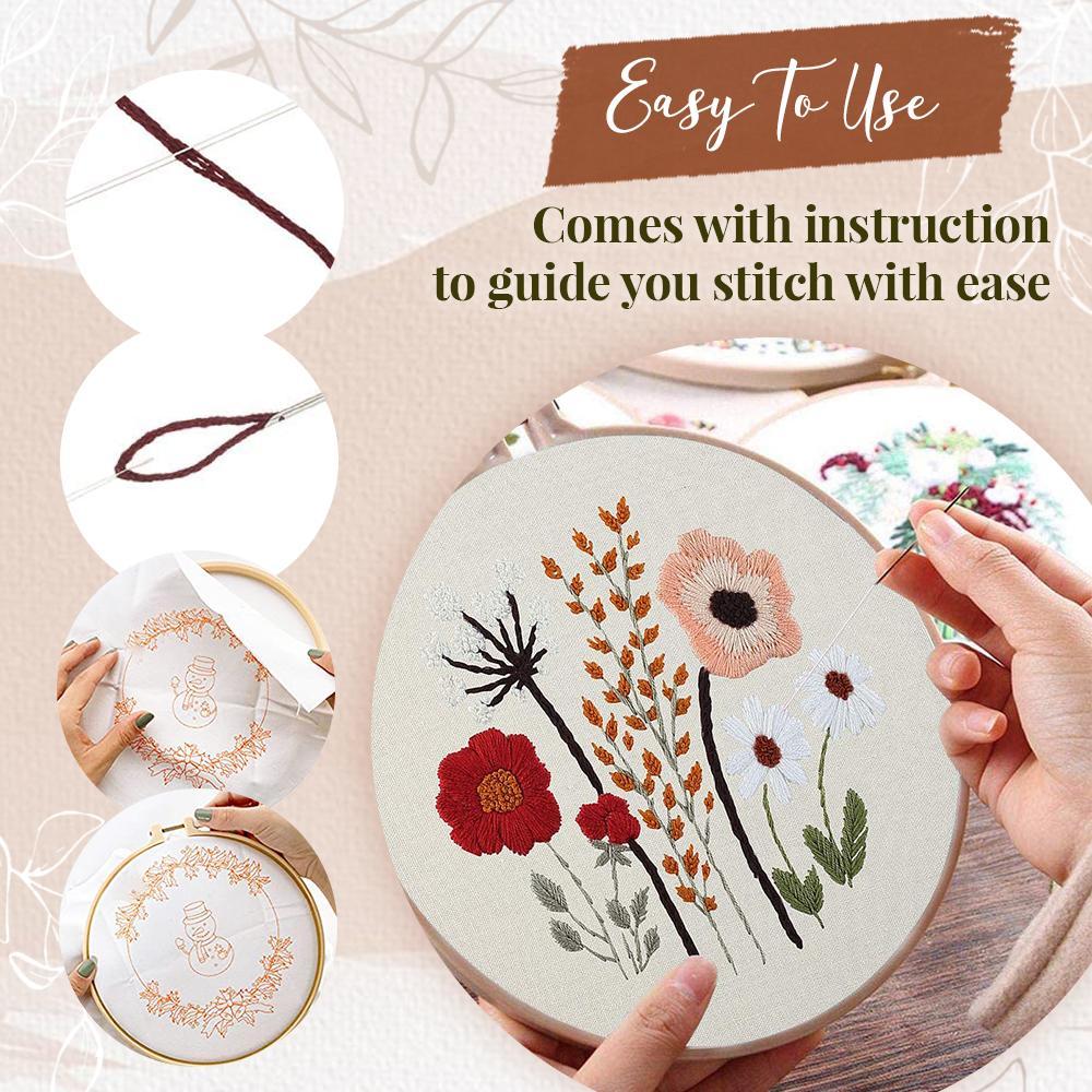 EasyStitch Floral Embroidery Stitching Set (6 Items!)
