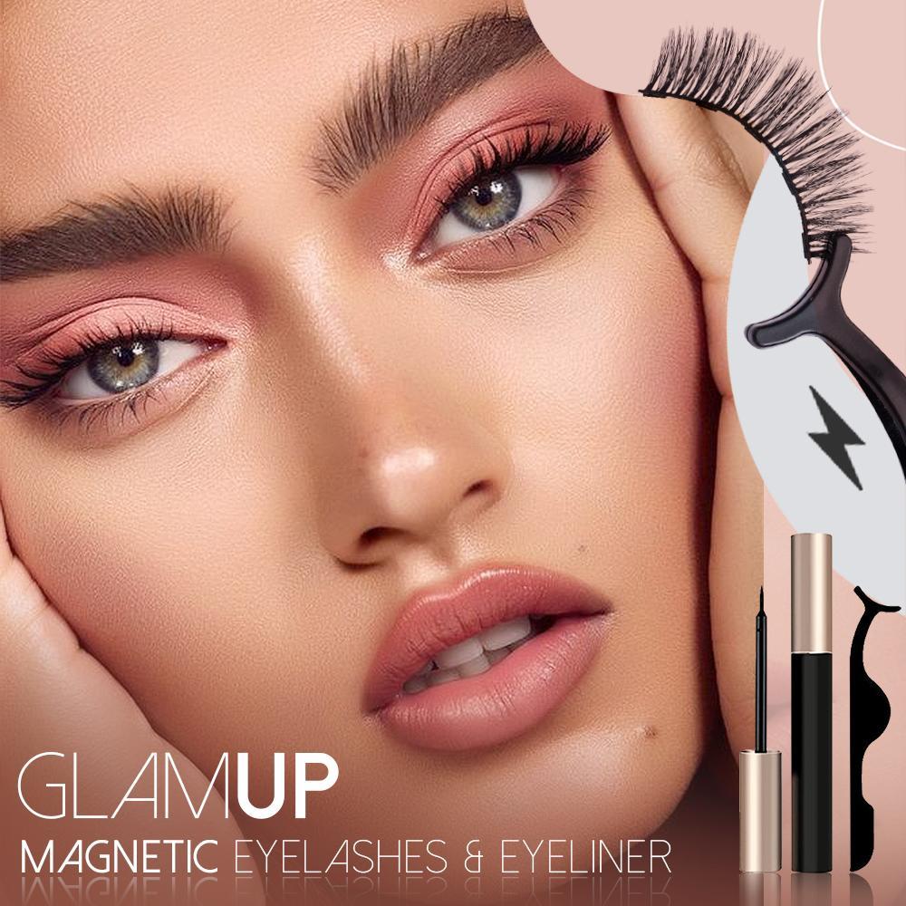 GlamUp Magnetic Eyelashes + Eye Liner 3 Pairs Set